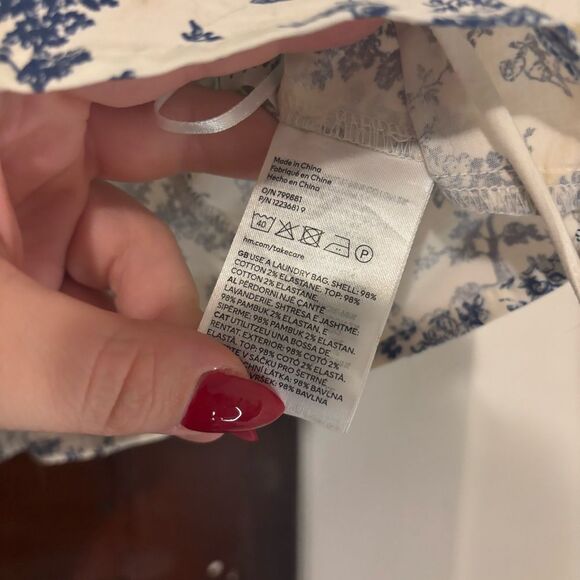 Cottagecore H&M Blue Floral Lace-Up Bustier Crop Top Small - Picture 7 of 7